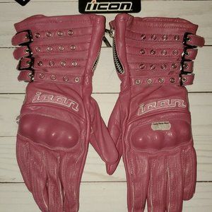 Icon Tuscadero Leather Gloves - Pink Size Large